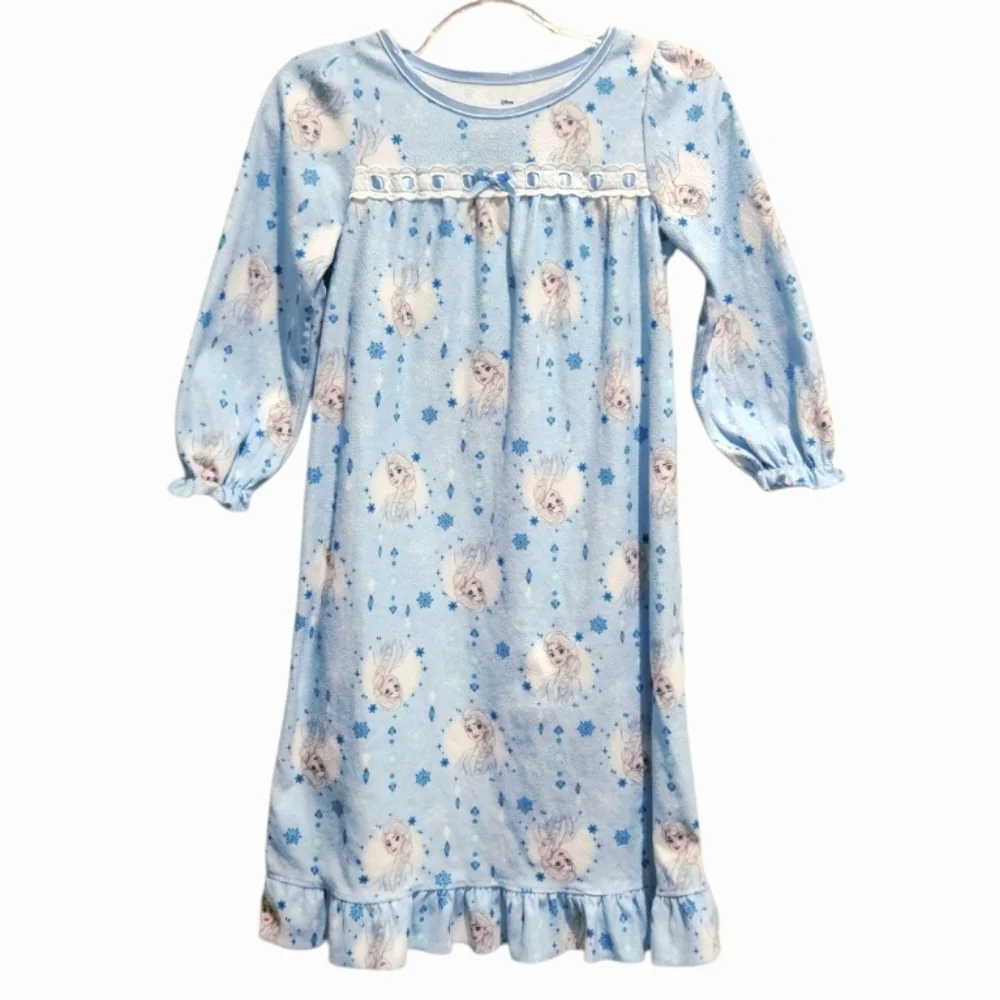 Disney Frozen Toddler Girls Cozy Warm Pajama Long Sleeve Nightie Maxi Nightgown - Picture 2 of 5